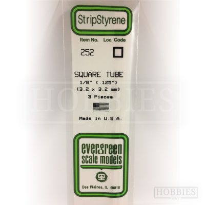 Evergreen Styrene Square Tube EG252 3.2x3.2mm