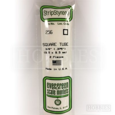 Evergreen Styrene Square Tube EG256 9.5x9.5mm