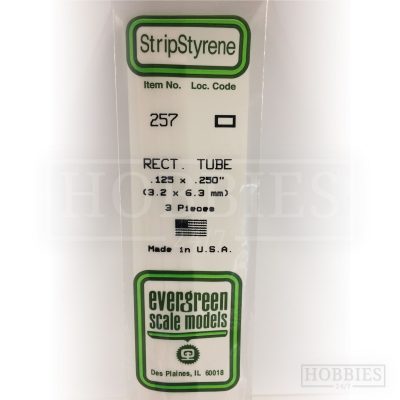 Evergreen Styrene Rectangle Tube EG257 3.2x6.3mm