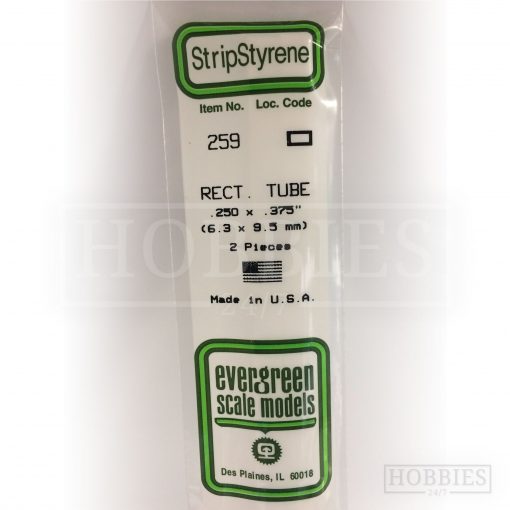 Evergreen Styrene Rectangle Tube EG259 6.3x9.5mm