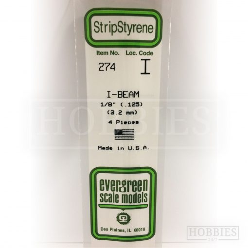 Evergreen Styrene I-Beam EG274 3.2mm