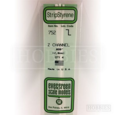 Evergreen Styrene Z-Channel EG752 2mm