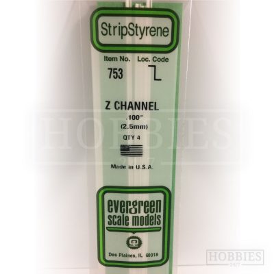 Evergreen Styrene Z-Channel EG753 2.5mm