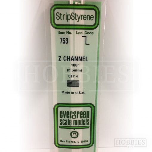 Evergreen Styrene Z-Channel EG753 2.5mm