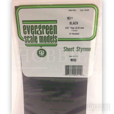 Evergreen 15X30cm Black Sheet 0.25mm 8.1mm