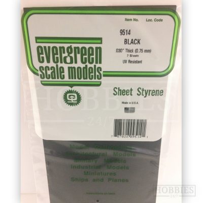 Evergreen 15X30cm Black Sheet 0.75mm 8.1mm