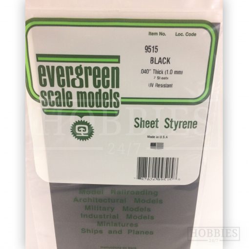 Evergreen 15X30cm Black Sheet 1mm 8.1mm