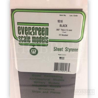 Evergreen 15X30cm Black Sheet 1.5mm 8.1mm