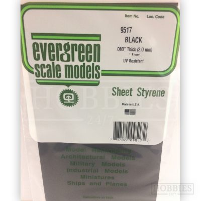 Evergreen 15X30cm Black Sheet 2mm 8.1mm