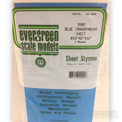 Evergreen 15X30cm Transparent Sheets Blue 0.25mm 8.1mm