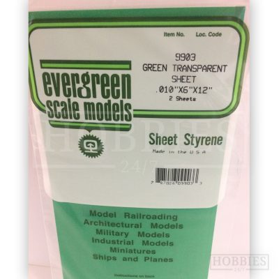 Evergreen 15X30cm Transparent Sheets Green 0.25mm 8.1mm