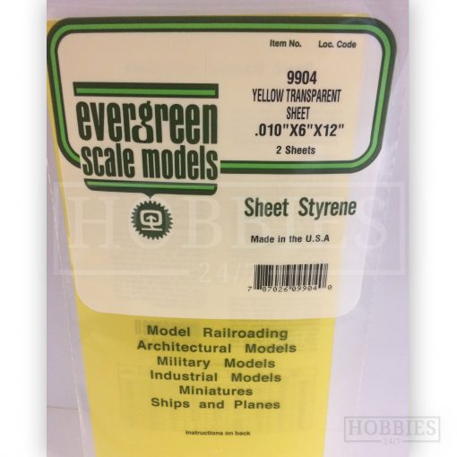 Evergreen 15X30cm Transparent Sheets Yellow 0.25mm 8.1mm