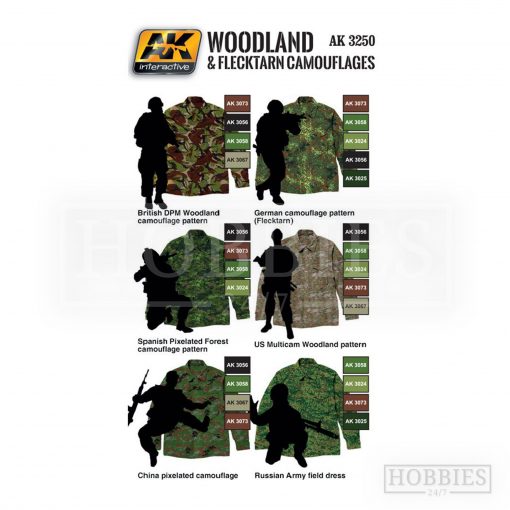 AK Interactive Woodland And Flecktarn Camouflages Paint Set