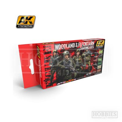 AK Interactive Woodland And Flecktarn Camouflages Paint Set
