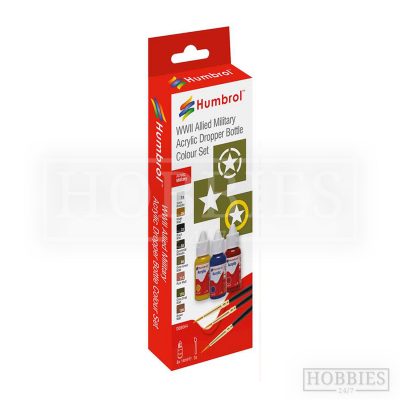 Humbrol Allied Military Acrylic Paint Set And Brushes