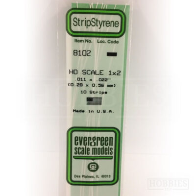 Evergreen Styrene HO Scale EG8102 1x2
