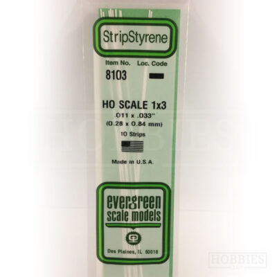 Evergreen Styrene HO Scale EG8103 1x3