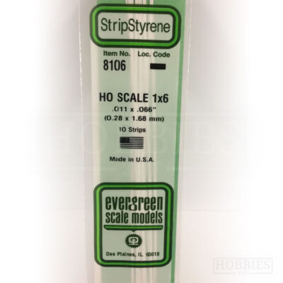 Evergreen Styrene HO Scale EG8106 1x6