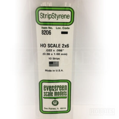 Evergreen Styrene HO Scale EG8206 2x6