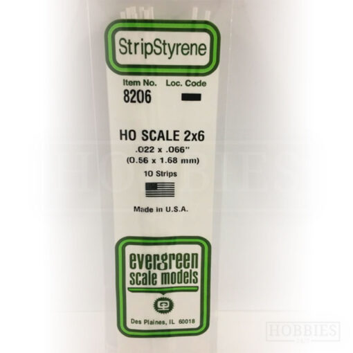 Evergreen Styrene HO Scale EG8206 2x6