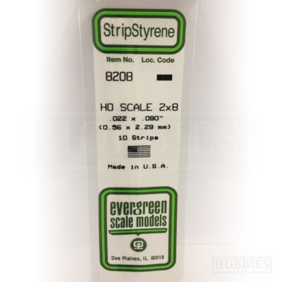 Evergreen Styrene HO Scale EG8208 2x8