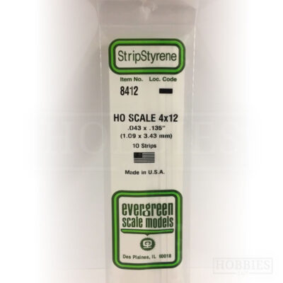 Evergreen Styrene HO Scale EG8412 4x12