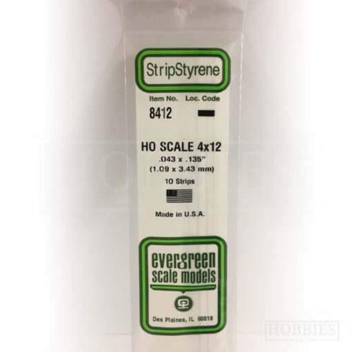 Evergreen Styrene HO Scale EG8412 4x12