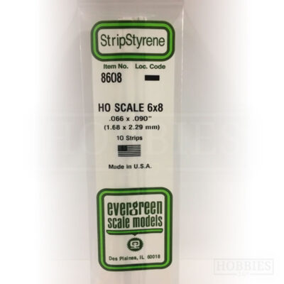 Evergreen Styrene HO Scale EG8608 6x8