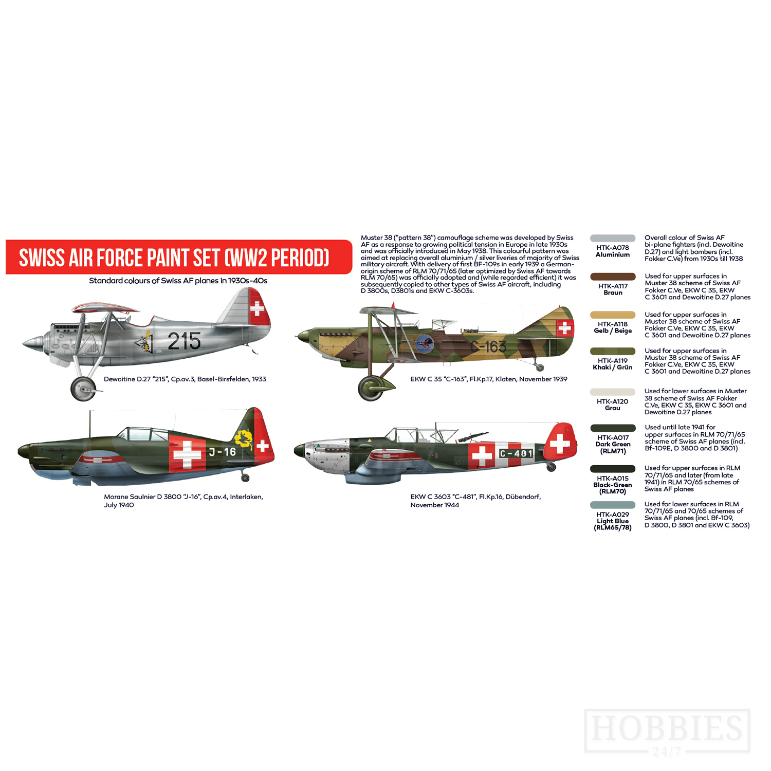 Hataka Swiss Air Force WW2 Paint Set Picture 3