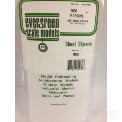 Evergreen V-Groove Sheet - 2030 0.75mm Spacing - 0.5mm Thick