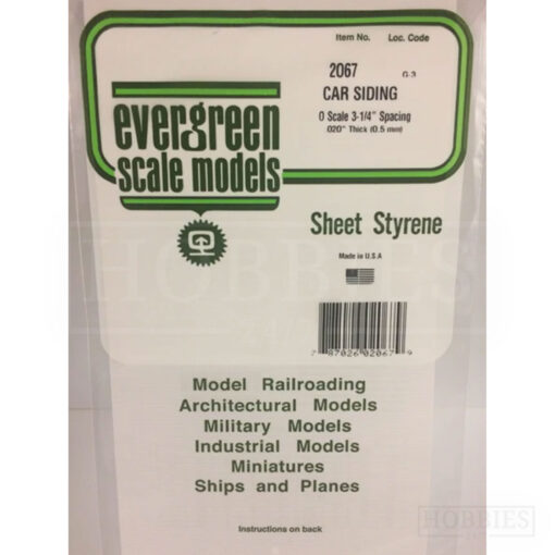 Evergreen Car Siding Sheet - 2067 0 Scale Spacing - 0.5mm Thick