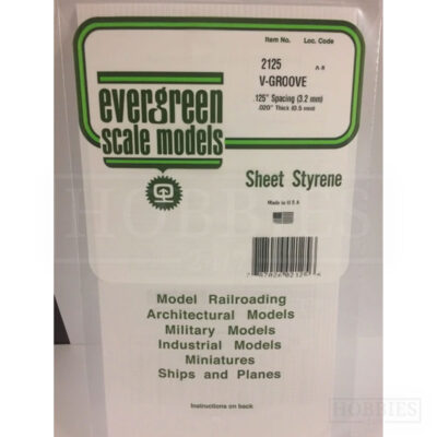 Evergreen V-Groove Sheet - 2125 3.2mm Spacing - 0.5mm Thick