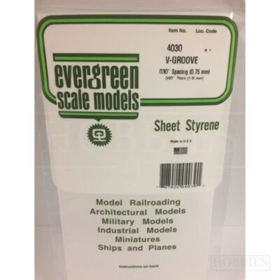 Evergreen V-Groove Sheet - 4030 0.75mm Spacing - 1mm Thick