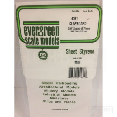 Evergreen Clapboard Sheet - 4031 0.75mm Spacing - 1mm Thick