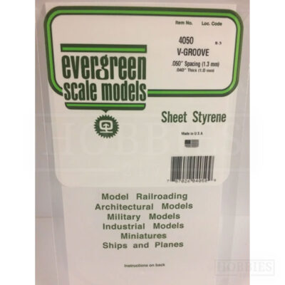 Evergreen V-Groove Sheet - 4050 1.3mm Spacing - 1mm Thick