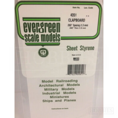 Evergreen Clapboard Sheet - 4051 1.3mm Spacing - 1mm Thick
