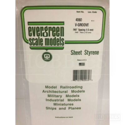 Evergreen V-Groove Sheet - 4060 1.5mm Spacing - 1mm Thick