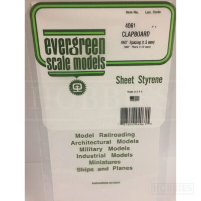 Evergreen Clapboard Sheet - 4061 1.5mm Spacing - 1mm Thick