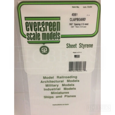 Evergreen Clapboard Sheet - 4061 1.5mm Spacing - 1mm Thick