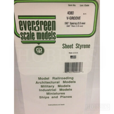 Evergreen V-Groove Sheet - 4080 2.0mm Spacing - 1mm Thick