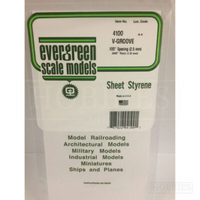 Evergreen V-Groove Sheet - 4100 2.5mm Spacing - 1mm Thick