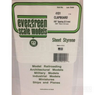 Evergreen Clapboard Sheet - 4101 2.5mm Spacing - 1mm Thick