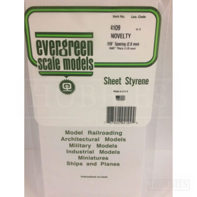Evergreen Novelty Sheet - 4109 2.8mm Spacing - 1mm Thick