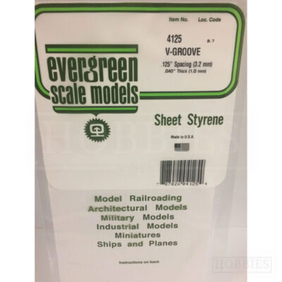 Evergreen V-Groove Sheet - 4125 3.2mm Spacing - 1mm Thick