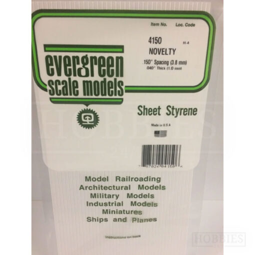 Evergreen Novelty Sheet - 4150 3.7mm Spacing - 1mm Thick