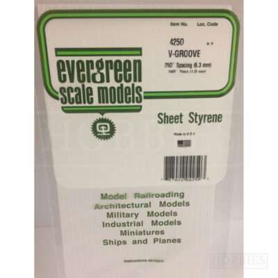 Evergreen V-Groove Sheet - 4250 6.3mm Spacing - 1mm Thick
