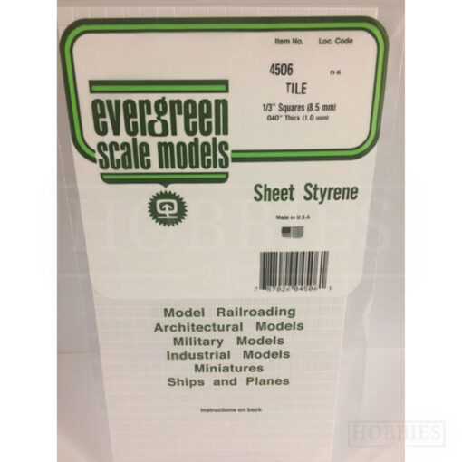 Evergreen Tile Sheet - 4506 8.5mm Squares - 1mm Thick
