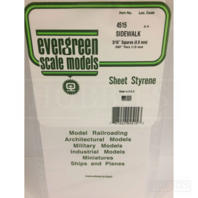 Evergreen Sidewalk Sheet - 4515 4.8mm Sqaures - 1mm Thick