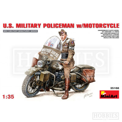 Miniart US Millitary Policeman With Motorcycle 1/35 Scale
