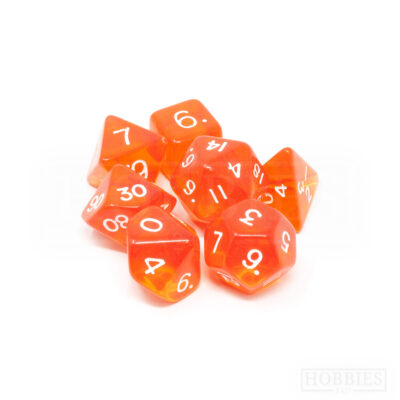 Orange Transparent Polyhedron Dice Set